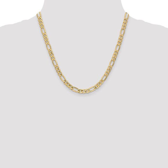 Men's 6.25mm, 10k Yellow Gold Hollow Figaro Chain Necklace, 20 Inch